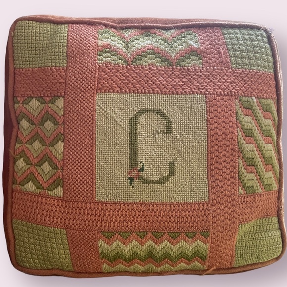 Bedding Vintage Needlepoint Initialc Throw Pillow Poshmark